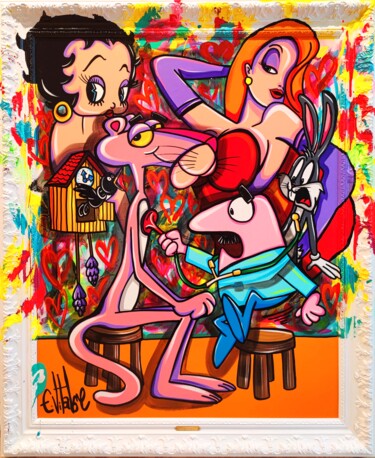 Painting titled "Le coup de coeur de…" by Eddy Vitalone, Original Artwork, Acrylic Mounted on Wood Stretcher frame