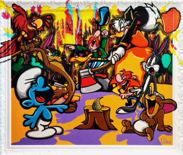 Painting titled "Le sens du partage" by Eddy Vitalone, Original Artwork, Acrylic Mounted on Wood Stretcher frame