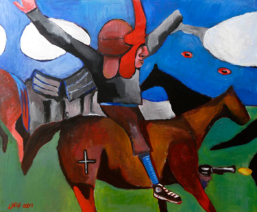 "Cavalier rouge" başlıklı Tablo Eddy Legrand tarafından, Orijinal sanat, Akrilik