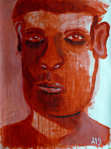 Dessin intitulée "Portrait rouge" par Eddy Legrand, Œuvre d'art originale, Acrylique