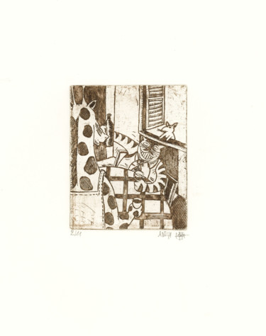 Gravures & estampes intitulée "Bonjour 2" par Eddy Legrand, Œuvre d'art originale, Eau-forte