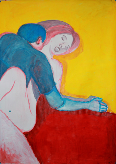 Tekening getiteld "Couple" door Eddy Legrand, Origineel Kunstwerk, Acryl