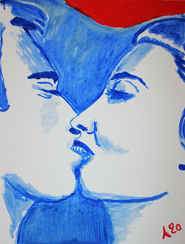 Tekening getiteld "Kiss" door Eddy Legrand, Origineel Kunstwerk, Olie