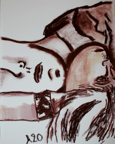 Drawing titled "Le Bonheur - Sépia" by Eddy Legrand, Original Artwork, Pastel