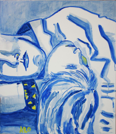 Rysunek zatytułowany „Le Bonheur - Bleu” autorstwa Eddy Legrand, Oryginalna praca, Olej