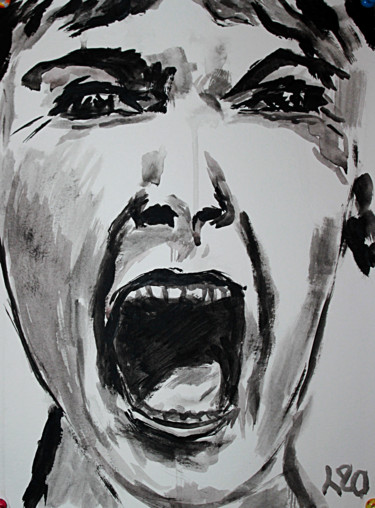 Drawing titled "Screaming 1" by Eddy Legrand, Original Artwork, Acrylic