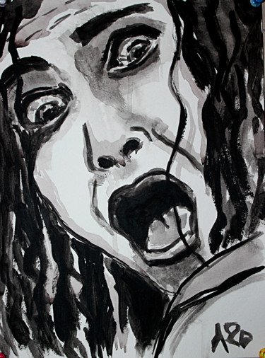 Dessin intitulée "Screaming 2" par Eddy Legrand, Œuvre d'art originale, Acrylique