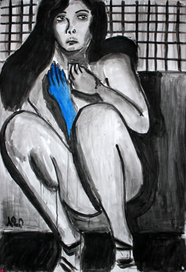 "FEMME AU BRAS BLEU" başlıklı Resim Eddy Legrand tarafından, Orijinal sanat, Akrilik