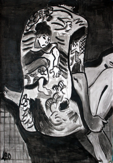 Desenho intitulada "TATOO" por Eddy Legrand, Obras de arte originais, Acrílico