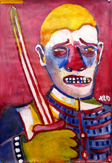 Dessin intitulée "Le chevalier clown…" par Eddy Legrand, Œuvre d'art originale, Acrylique