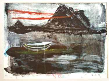 Gravures & estampes intitulée "Barque" par Eddy Legrand, Œuvre d'art originale, Monotype