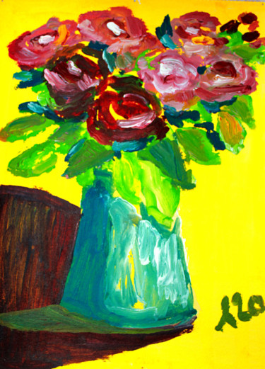 Картина под названием "Flowers 2" - Eddy Legrand, Подлинное произведение искусства, Акрил