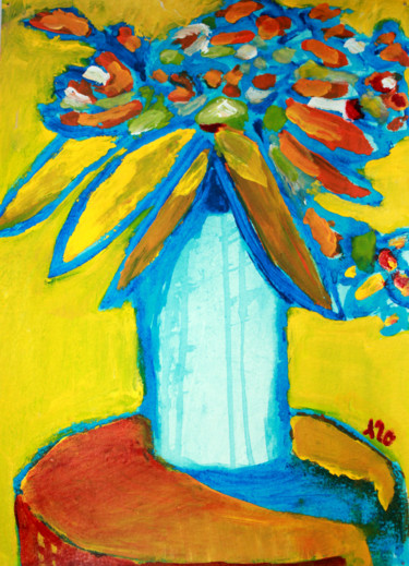 Malerei mit dem Titel "Flowers 5" von Eddy Legrand, Original-Kunstwerk, Acryl