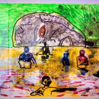 Εκτυπώσεις & Χαρακτικά με τίτλο "La plage" από Eddy Legrand, Αυθεντικά έργα τέχνης, Μονοτυπία