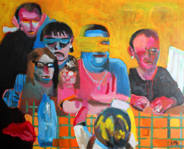 Malerei mit dem Titel "Freaks Family" von Eddy Legrand, Original-Kunstwerk, Acryl
