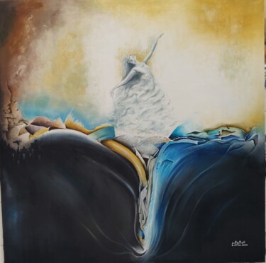 Painting titled "balet sur nuage" by Edfouf, Original Artwork, Oil