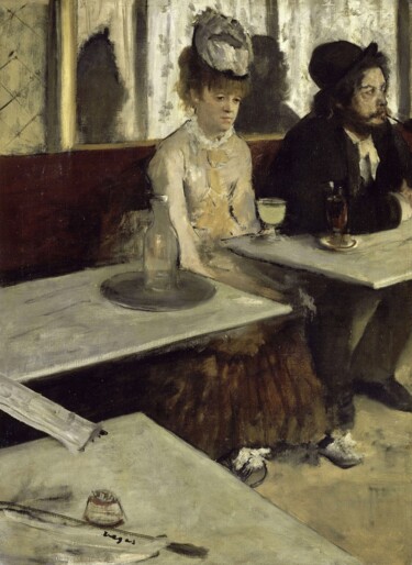 Schilderij getiteld "L’Absinthe" door Edgar Degas, Origineel Kunstwerk, Olie