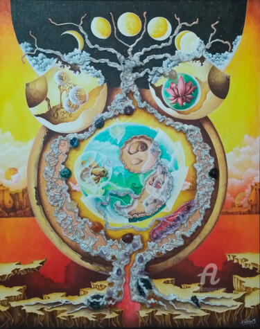Pittura intitolato "Tree of Life (Mothe…" da Edgar Guillermo Soteras Figueroa, Opera d'arte originale, Acrilico Montato su T…
