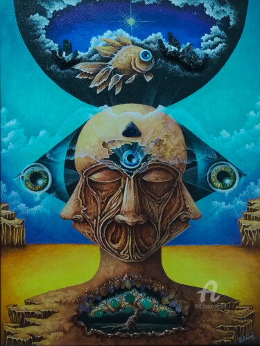 Malarstwo zatytułowany „Ajna” autorstwa Edgar Guillermo Soteras Figueroa, Oryginalna praca, Akryl Zamontowany na Drewniana r…