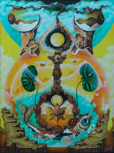 Painting titled "Svadhisthana" by Edgar Guillermo Soteras Figueroa, Original Artwork, Acrylic Mounted on Wood Stretcher frame