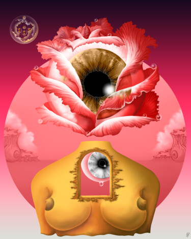 Arts numériques intitulée "ROSE UNDER THE MOON" par Edgar Guillermo Soteras Figueroa, Œuvre d'art originale, Peinture numéri…