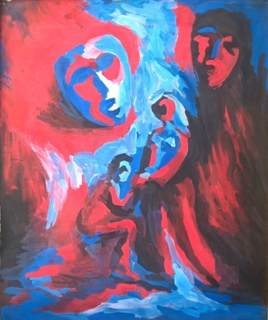 Painting titled "The  love game" by Edgar Nazaryan, Original Artwork, Gouache