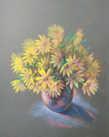 Malarstwo zatytułowany „Sunroot flowers” autorstwa Edgar Nazaryan, Oryginalna praca, Pastel