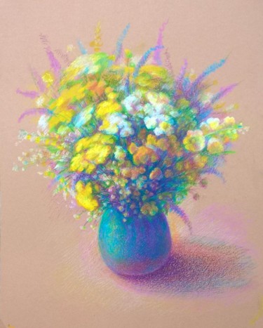 Painting titled "Summer  bouquet" by Edgar Nazaryan, Original Artwork, Pastel