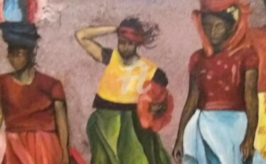 Peinture intitulée "femmes peruviennes" par Edgar Quinet, Œuvre d'art originale, Huile
