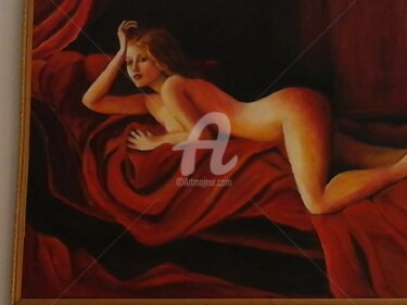 Peinture intitulée "le canapé rouge" par Edgar Quinet, Œuvre d'art originale