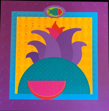 Painting titled "PIÑA" by Edgar Salguero, Original Artwork, Acrylic Mounted on Wood Stretcher frame