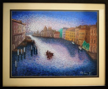 Schilderij getiteld "Grand Canal de Veni…" door Edgard Atlan, Origineel Kunstwerk, Pastel