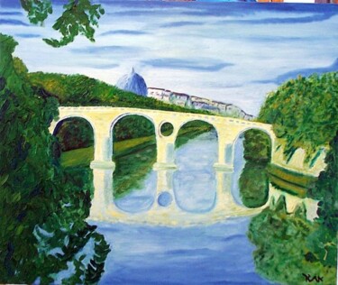 Pintura intitulada "Bridge over Tiber R…" por Edgard Loepert, Obras de arte originais, Óleo