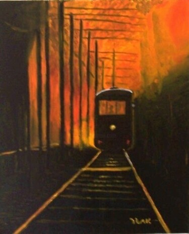 Pintura intitulada "The train" por Edgard Loepert, Obras de arte originais, Óleo