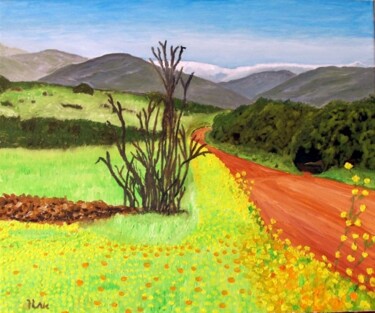 Pintura intitulada "Hills of Golan" por Edgard Loepert, Obras de arte originais, Óleo