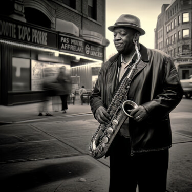 Arts numériques intitulée ""Soulful Serenade"" par Edi Cohen, Œuvre d'art originale, Image générée par l'IA