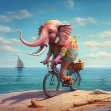 Arte digitale intitolato "The Playful Bicycle…" da Edi Cohen, Opera d'arte originale, Immagine generata dall'IA