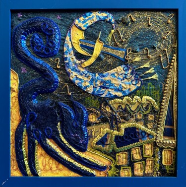 Картина под названием "La Nuit" - Edie Tempier, Подлинное произведение искусства, Акрил Установлен на Деревянная рама для но…