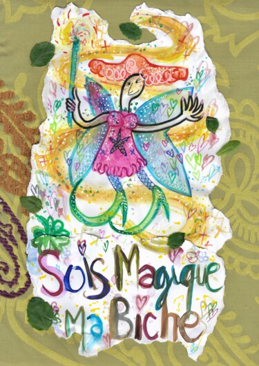 Painting titled "Sois magique ma bic…" by Edie Tempier, Original Artwork, Watercolor