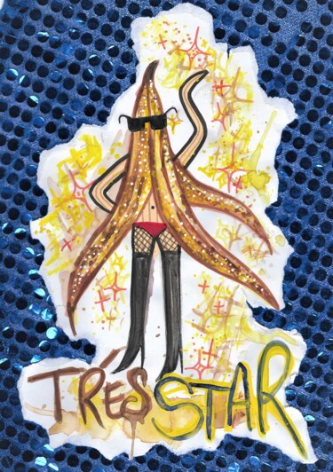 Ζωγραφική με τίτλο "Trés Star" από Edie Tempier, Αυθεντικά έργα τέχνης, Ακουαρέλα