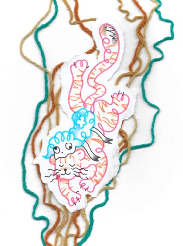 Рисунок под названием "Petit tigre" - Edie Tempier, Подлинное произведение искусства, Маркер