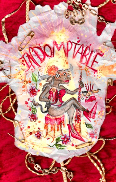 Ζωγραφική με τίτλο "Indomptable" από Edie Tempier, Αυθεντικά έργα τέχνης, Ακουαρέλα