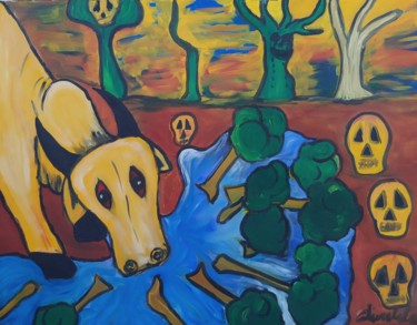 Peinture intitulée "Vaca Amarela" par Edinaldo Gonçalves Coelho, Œuvre d'art originale, Huile