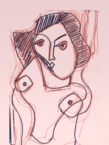 Dibujo titulada "Nude Rose" por Edward M Ribak, Obra de arte original, Fotografía digital