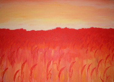 Painting titled "Field of heat" by Edita Golcaite, Original Artwork, Oil