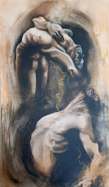 Painting titled ""Twin Souls"" by Edith Alexandra Alexoiu-Demeter, Original Artwork, Acrylic Mounted on Wood Stretcher frame