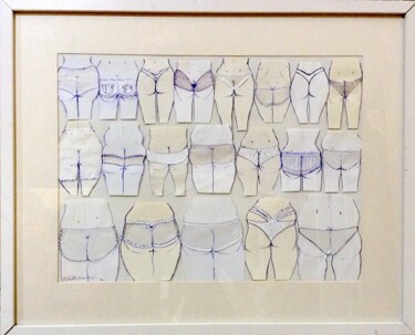 Drawing titled "J'ai 20 culs" by Edith Bos Boyer (EDITH DONC), Original Artwork, Ballpoint pen