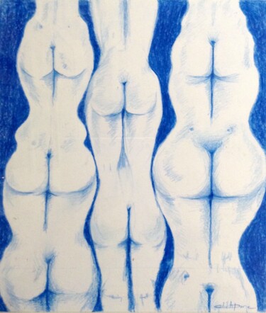 Dessin intitulée "Blue Dream" par Edith Bos Boyer (EDITH DONC), Œuvre d'art originale, Crayon