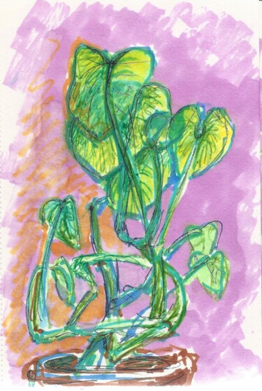 Dessin intitulée "Philodendron 1" par Edith Bos Boyer (EDITH DONC), Œuvre d'art originale, Marqueur