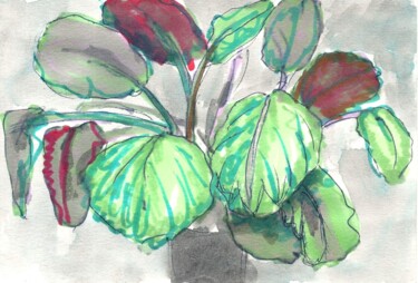 Tekening getiteld "Plante" door Edith Bos Boyer (EDITH DONC), Origineel Kunstwerk, Marker